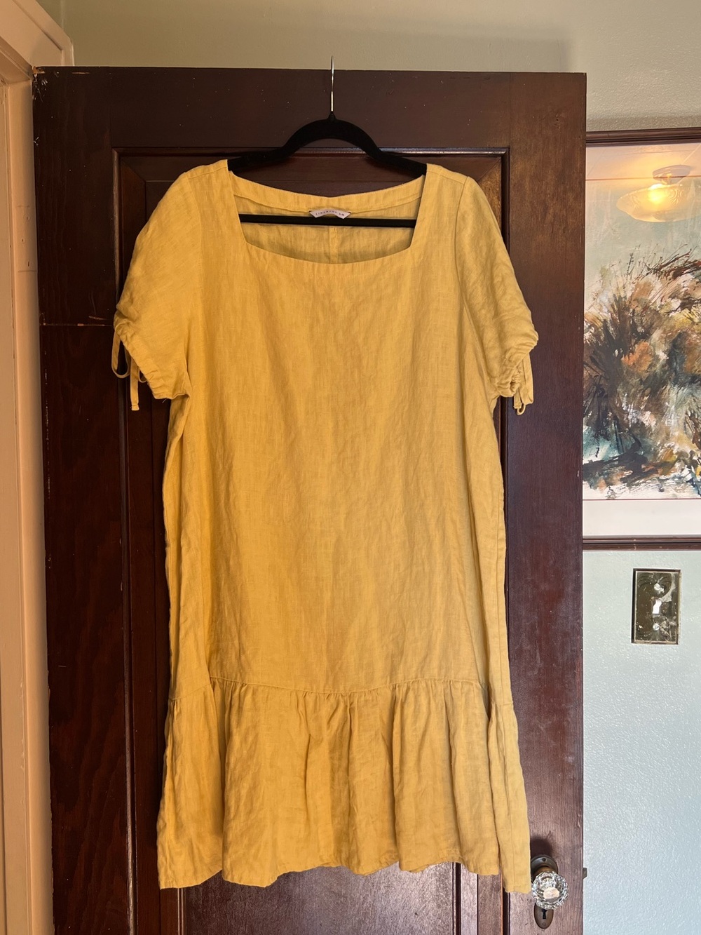 Linenfox modified Vilte linen dress in butter, size S-M